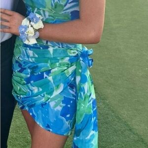 Hello Molly Blue and Green Floral Mini Dress